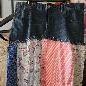 Upcycled Jeans And Shirts Skirt/Dress